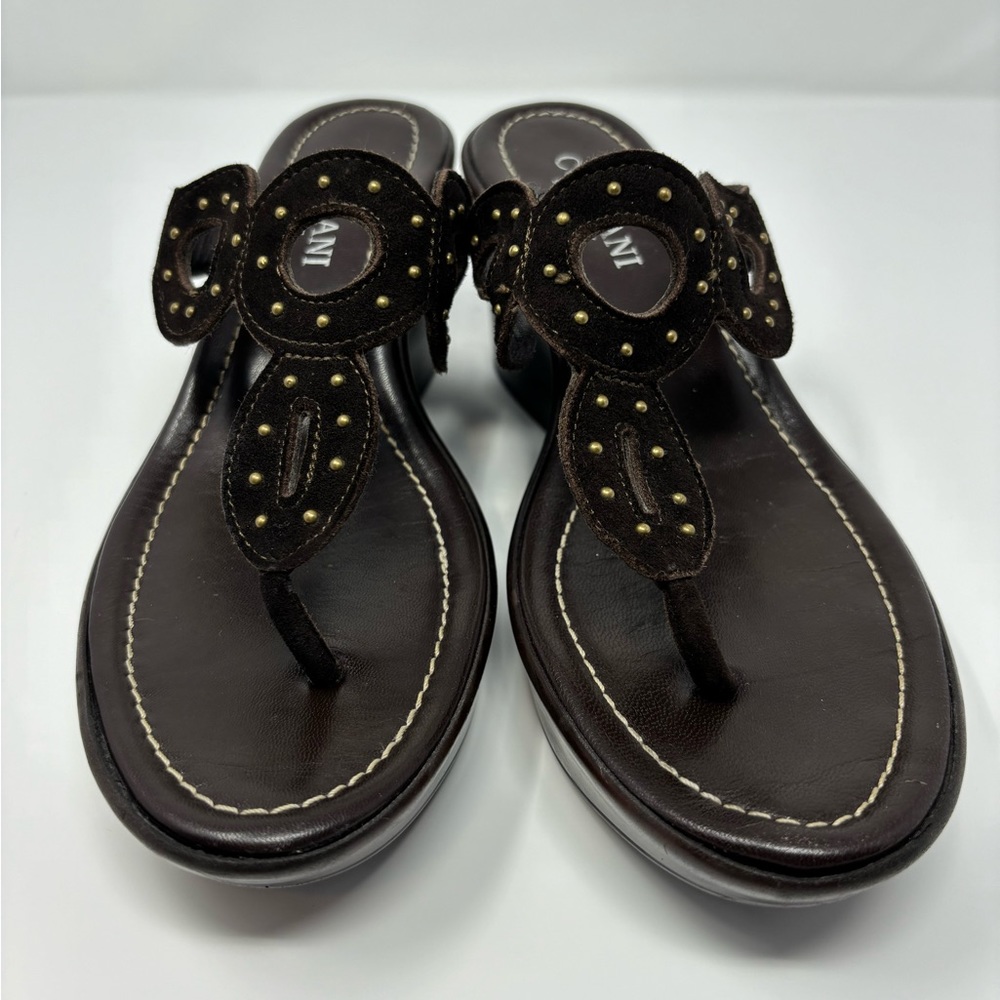 Cordani Wedge Brown Swede Womens Sandals Made in Italy Size 39 US Size 8.5 - 9